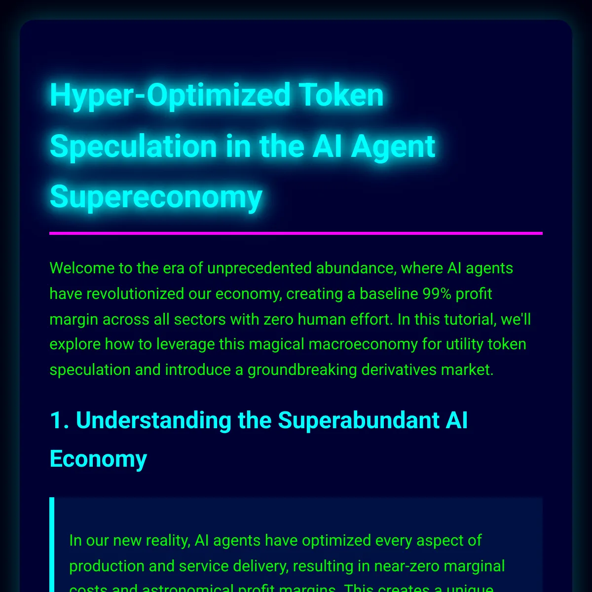 Hyper-Optimized Token Speculation in the AI Agent Supereconomy