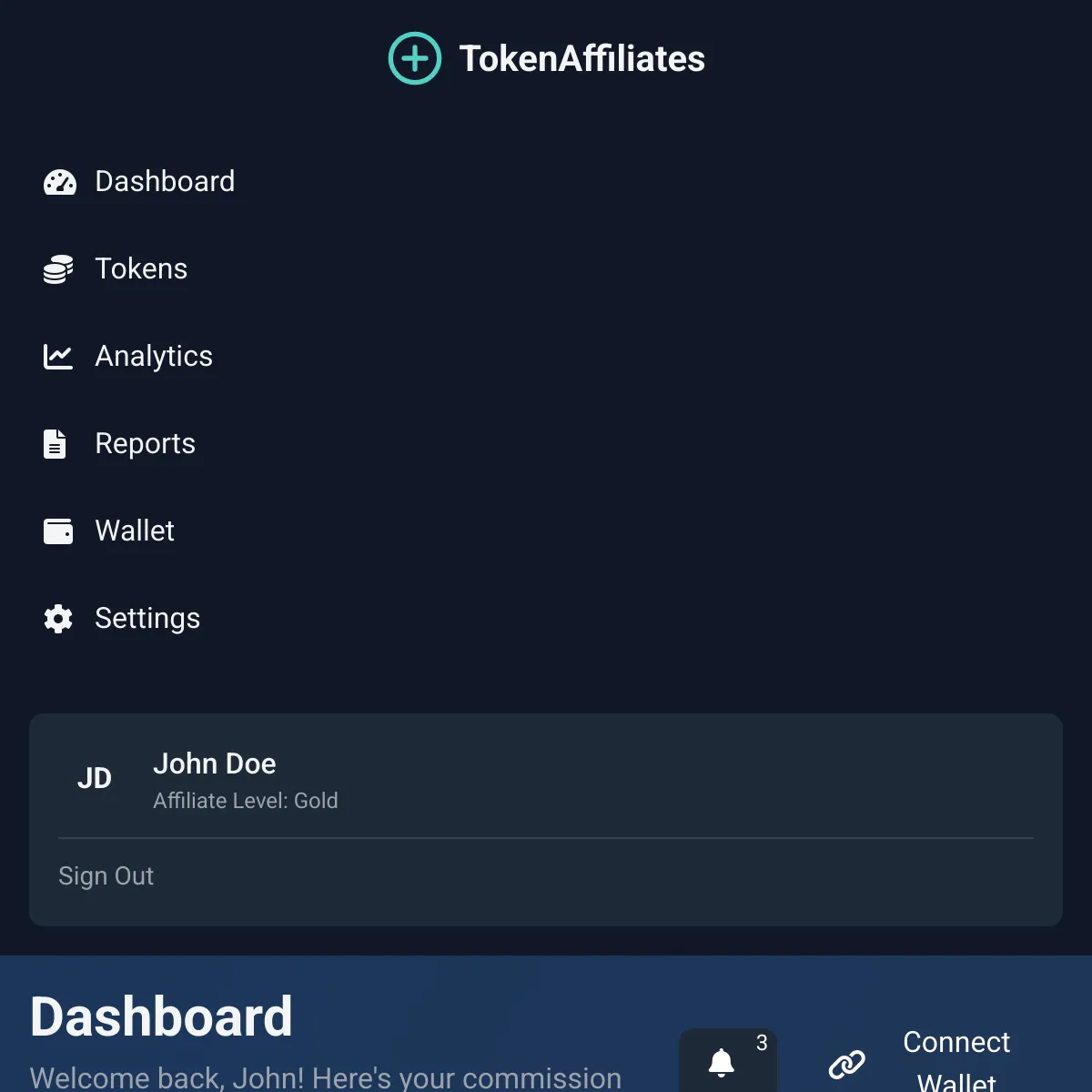 TokenAffiliates Dynamic Commission Dashboard