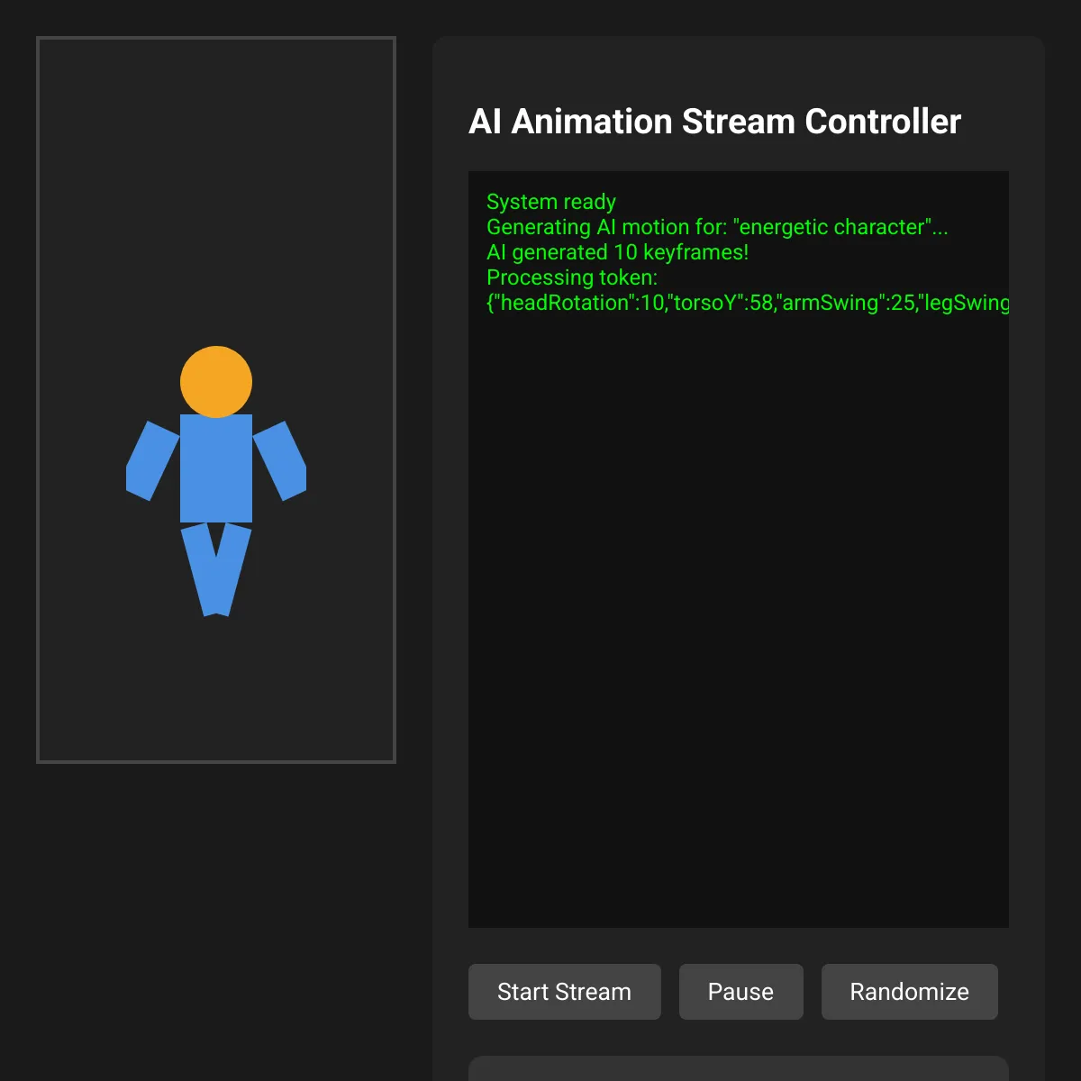AI Character Animation Stream Controller