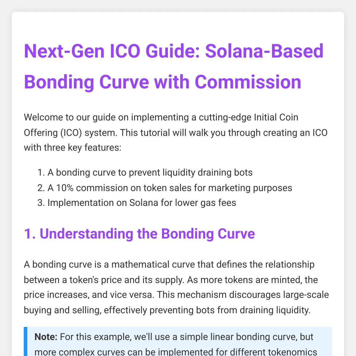 Next-Gen ICO Guide: Solana-Based Bonding Curve with Commission