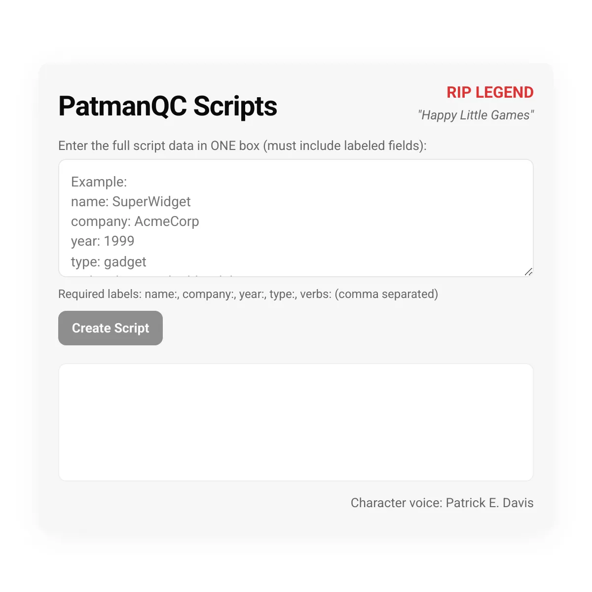 PatmanQC Scripts