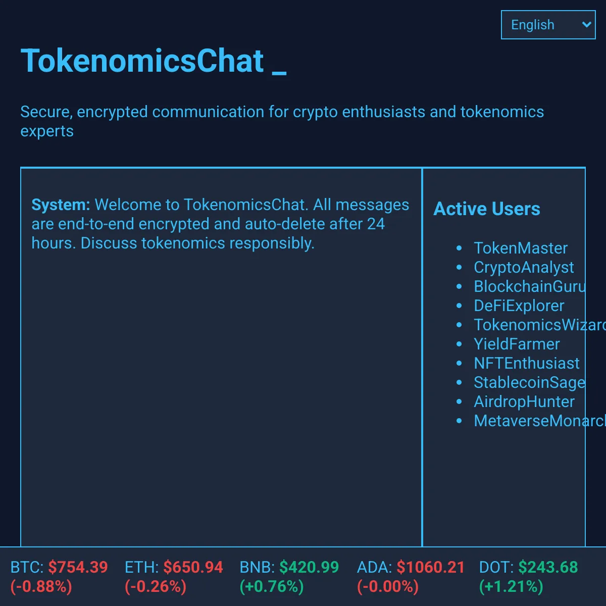TokenomicsChat - Secure Communication for Crypto Enthusiasts
