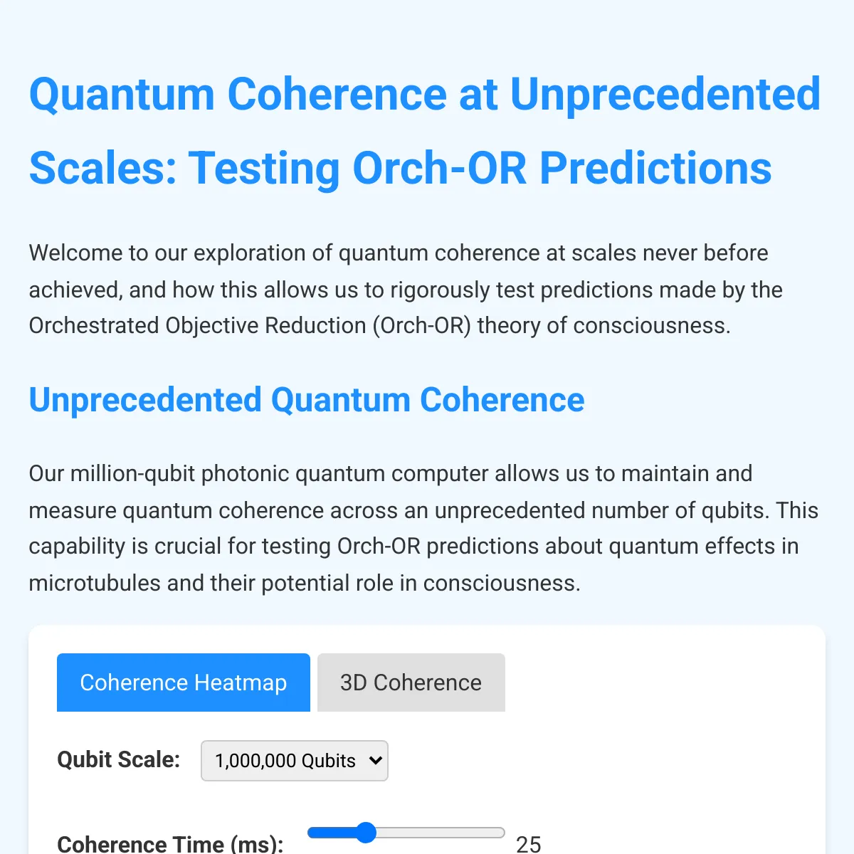 Quantum Coherence at Unprecedented Scales: Testing Orch-OR Predictions