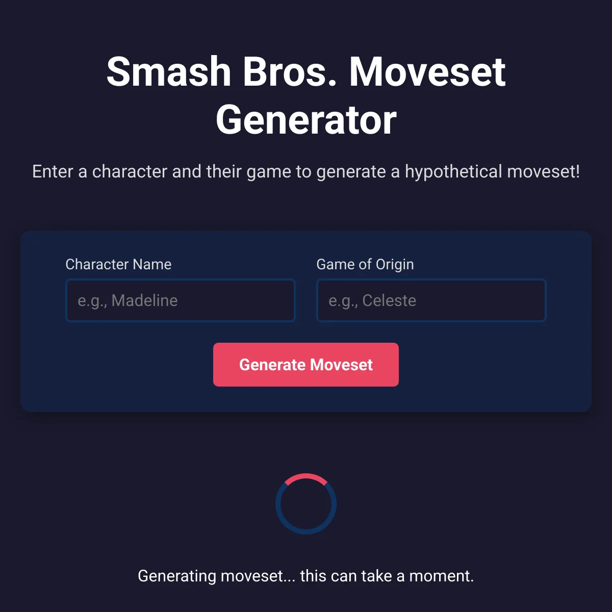 Smash Bros. Moveset Generator