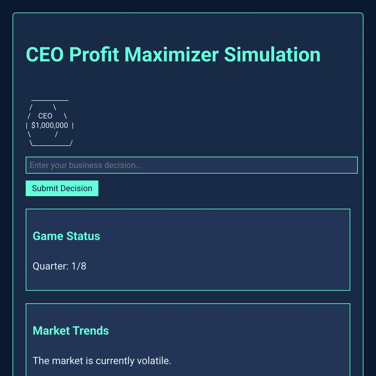 CEO Profit Maximizer Simulation