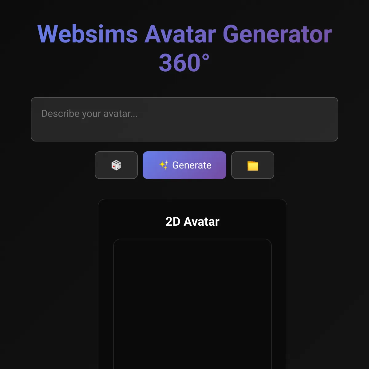 Websims Avatar Generator 360°