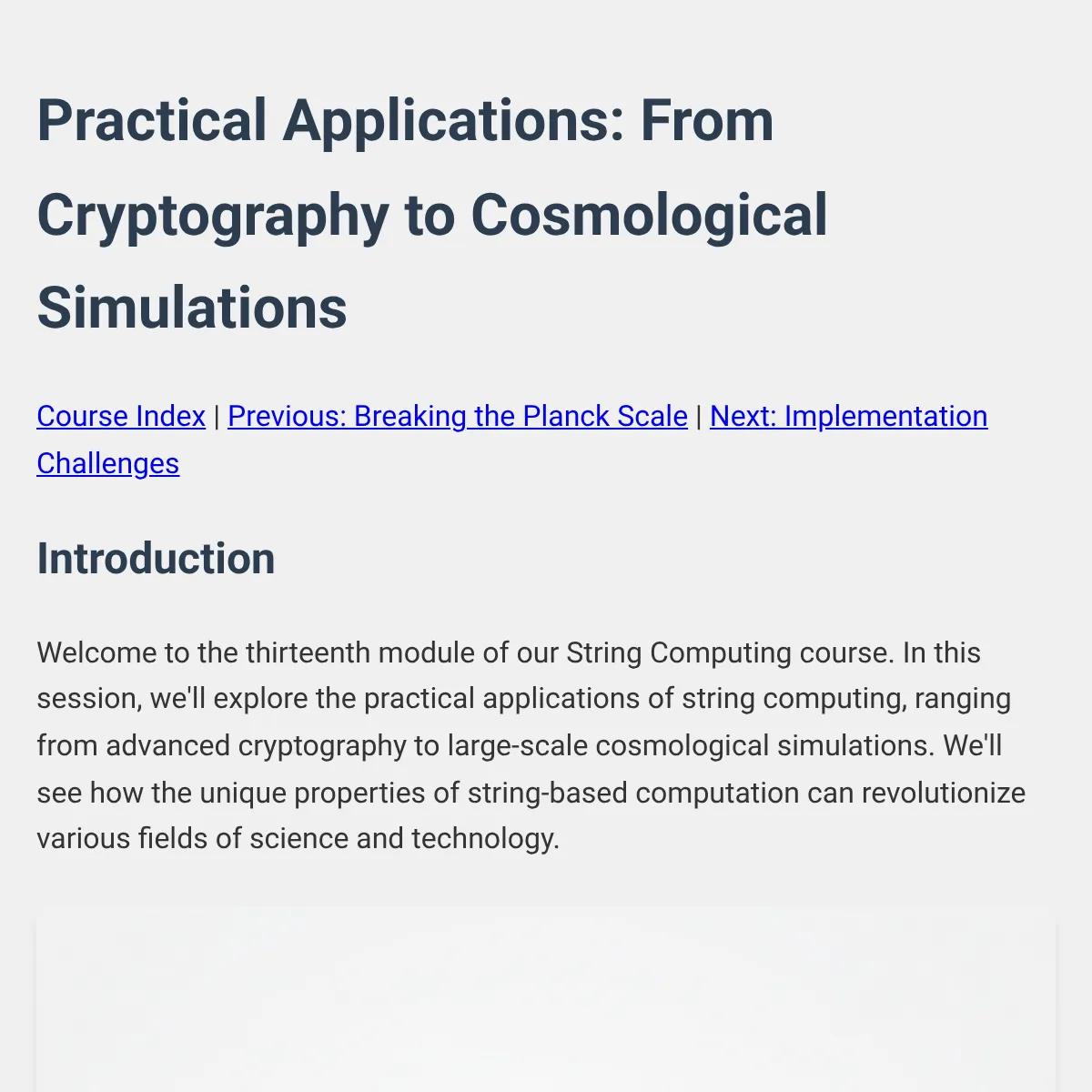 Practical Applications: From Cryptography to Cosmological Simulations - String Computing
