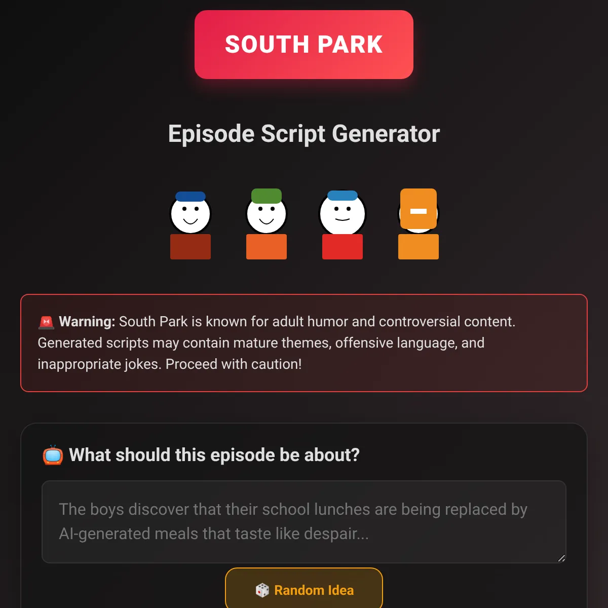 South Park Episode Generator