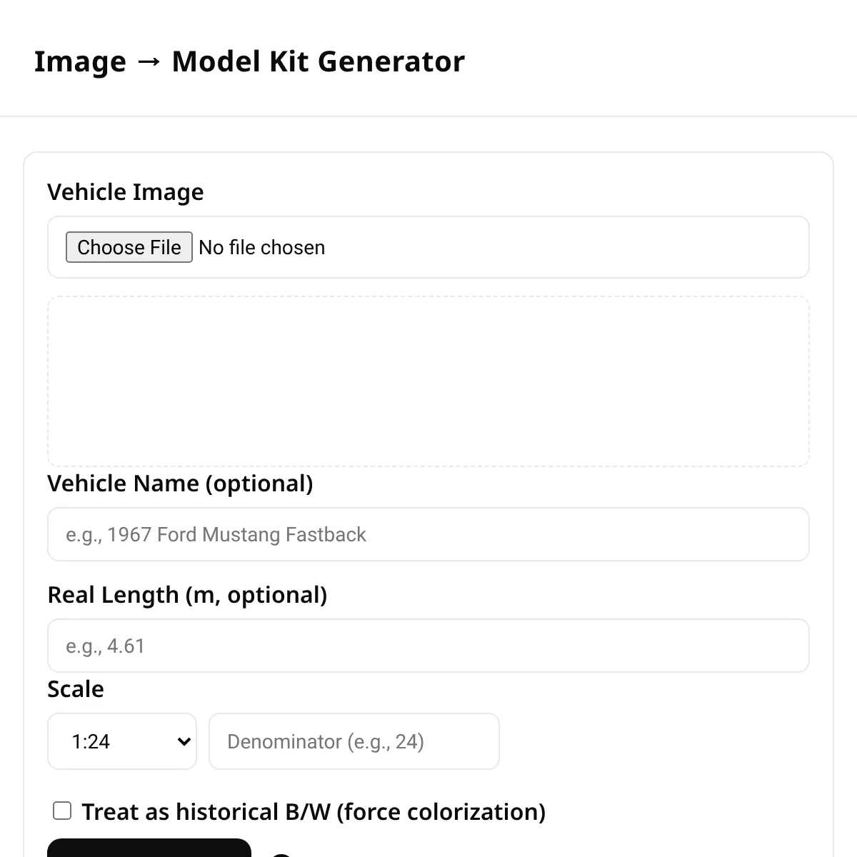 Vehicle to Model Kit