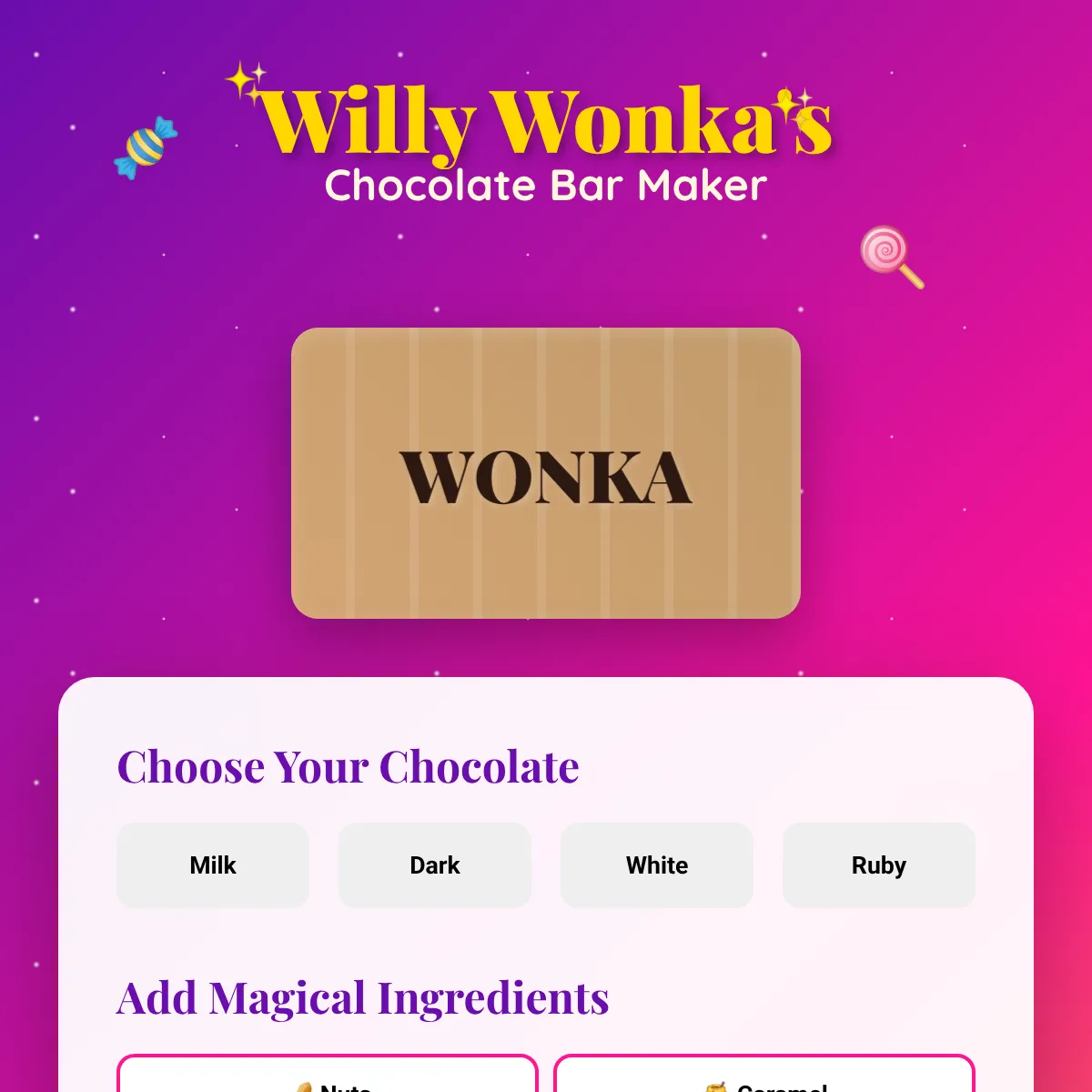 Willy Wonka Chocolate Bar Maker