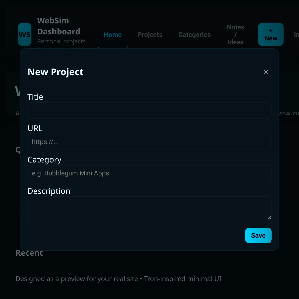 WebSim — Personal Dashboard