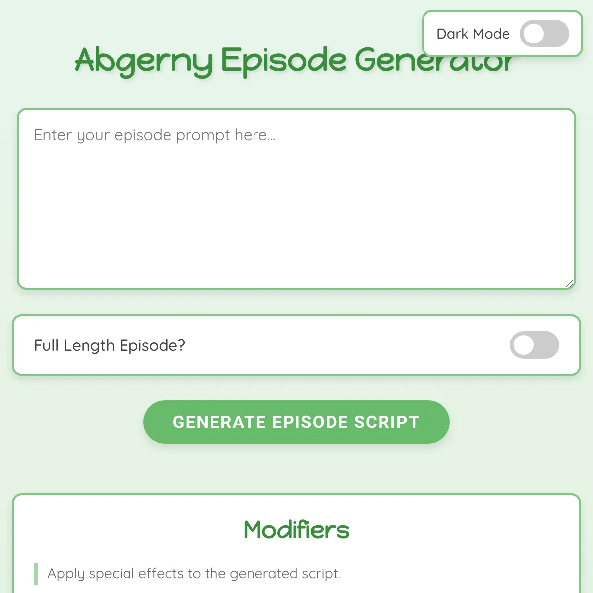Abgerny Episode Generator