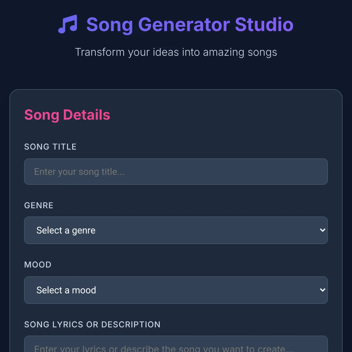 Song Generator Studio