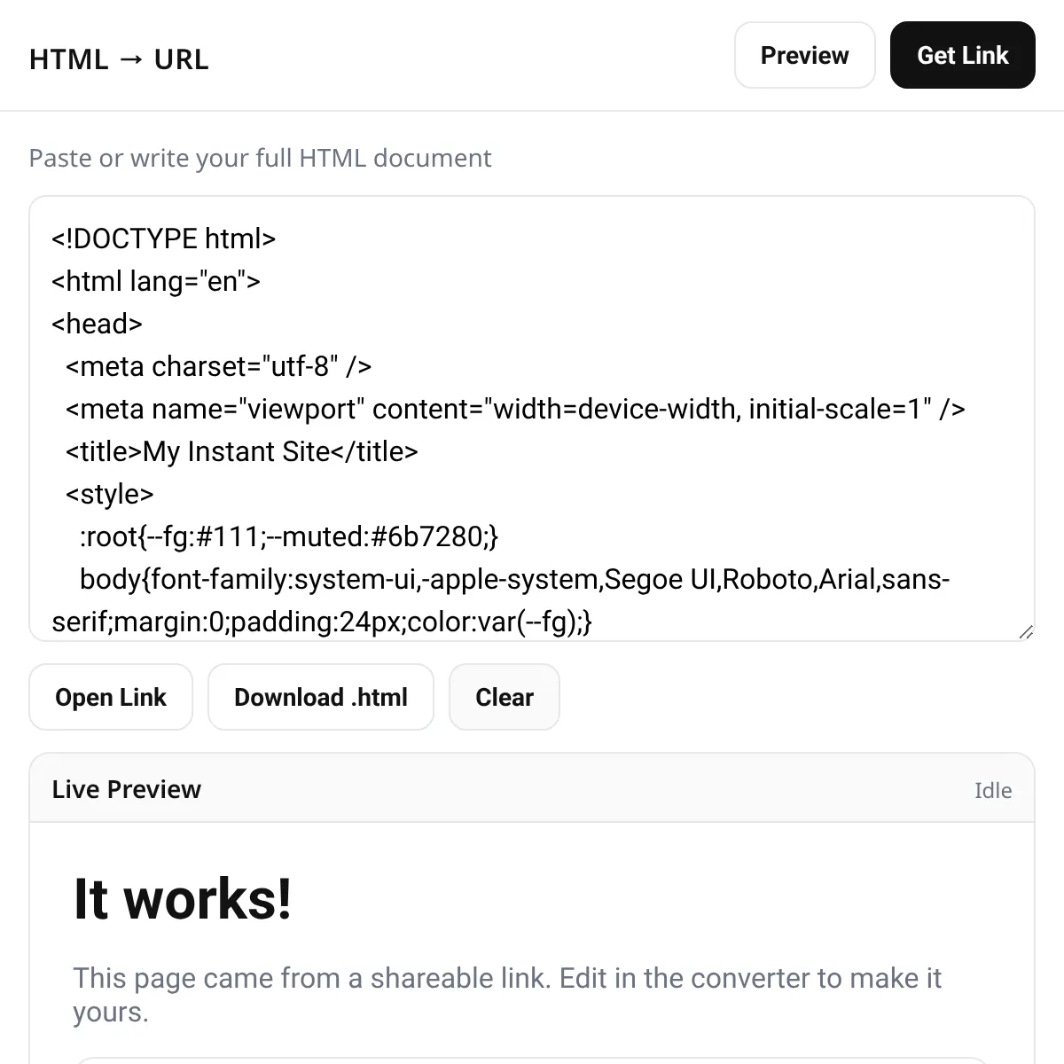 HTML → URL Converter