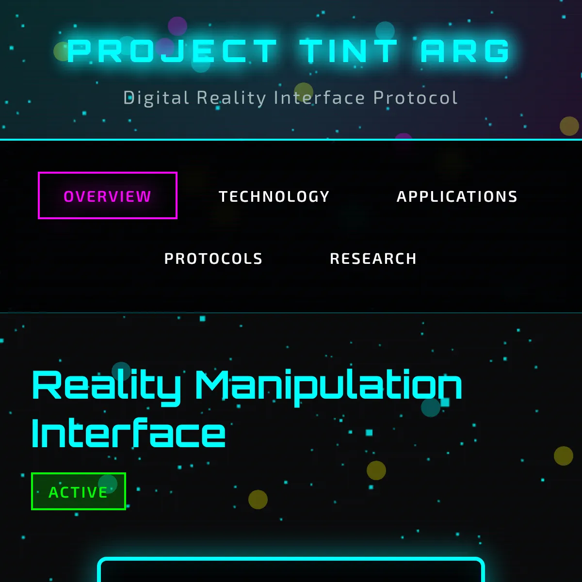 Project TINT ARG - Digital Reality Interface