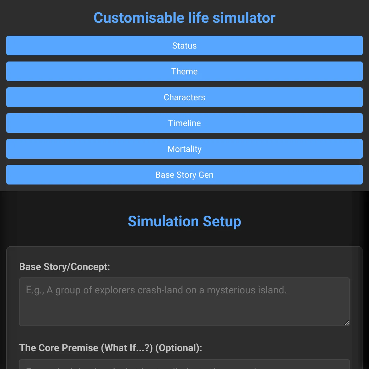 customisable simulator (do whatever you want im done with this project ...