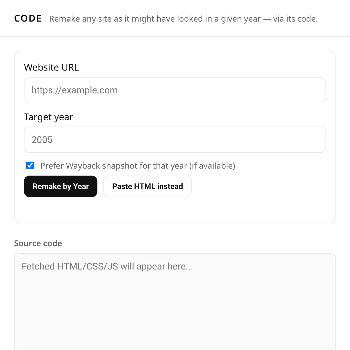 See Your Website in Any Year! - CODE
