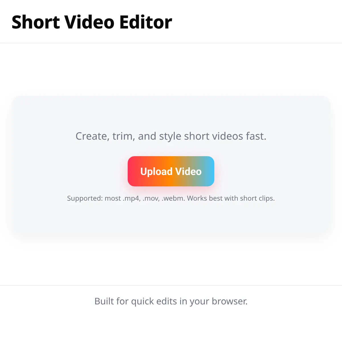Short Video Editor