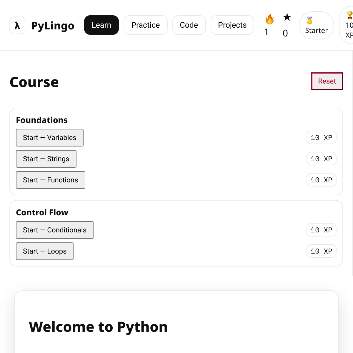 PyLingo — Learn Python
