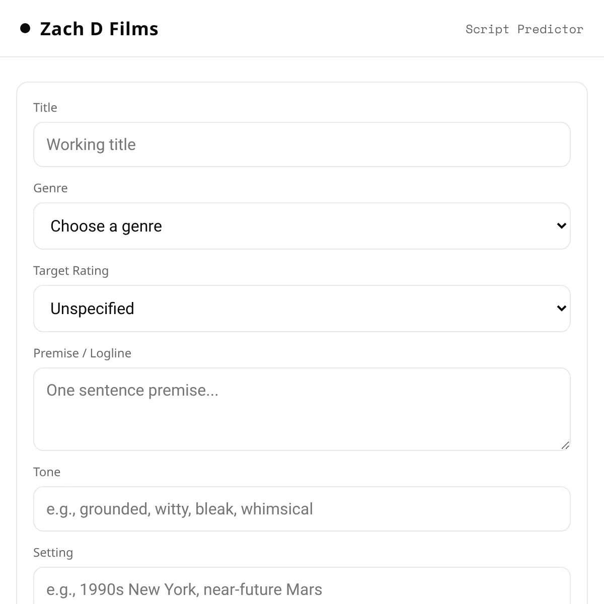 Zach D Films — Script Predictor