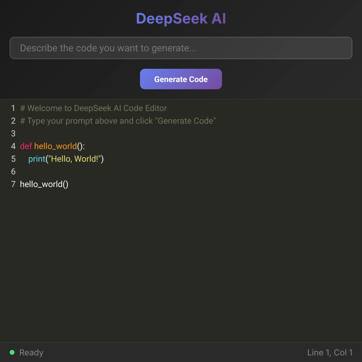 DeepSeek AI Code Editor