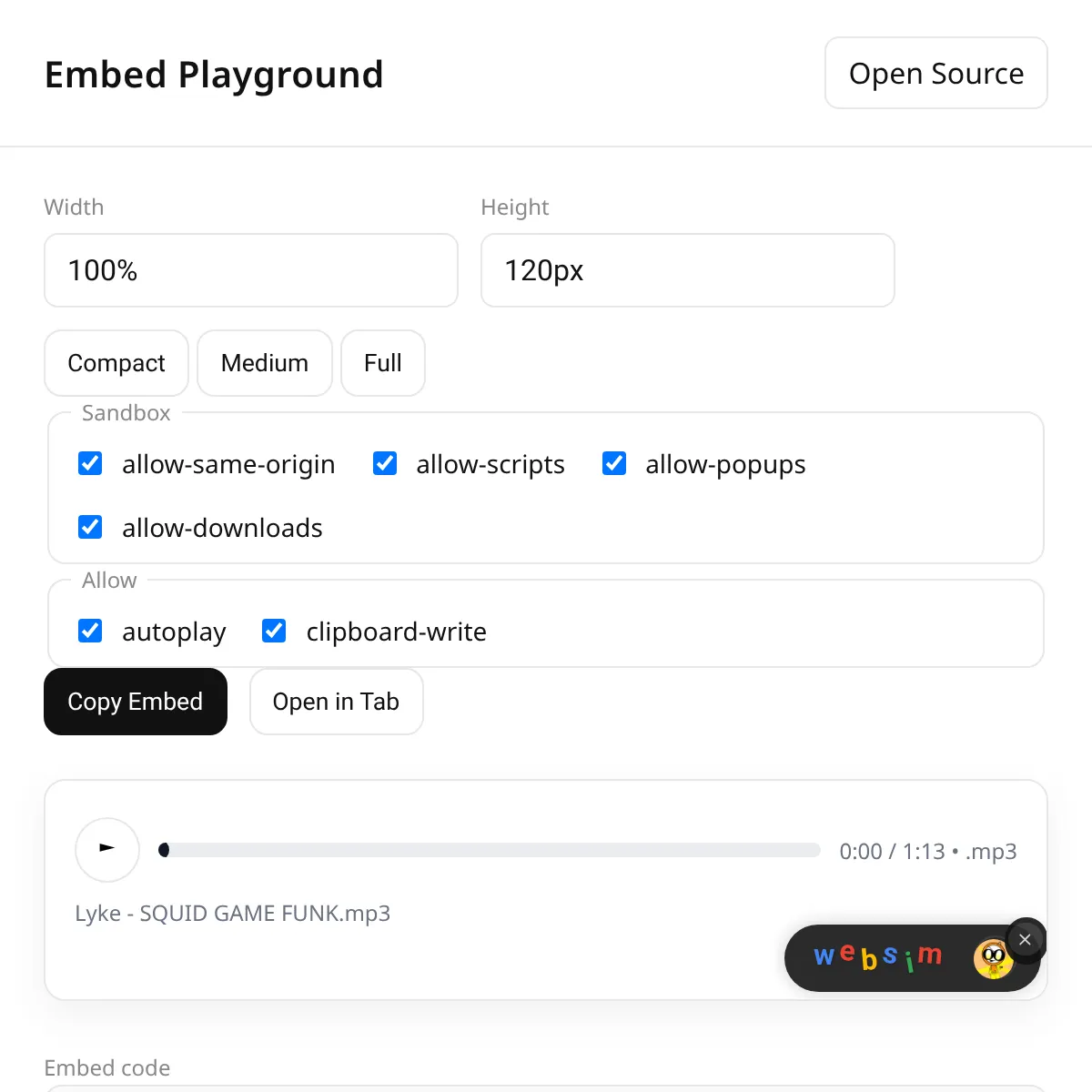 Embed Playground