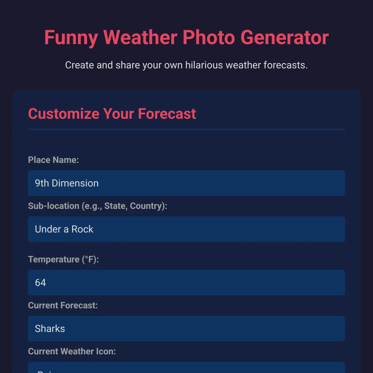 Funny Weather Photo Generator