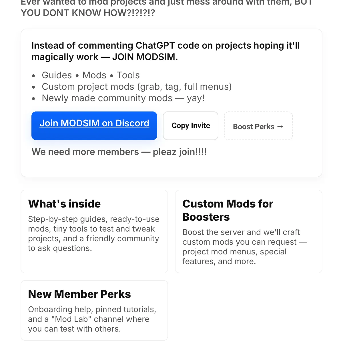MODSIM — Join Modding Community