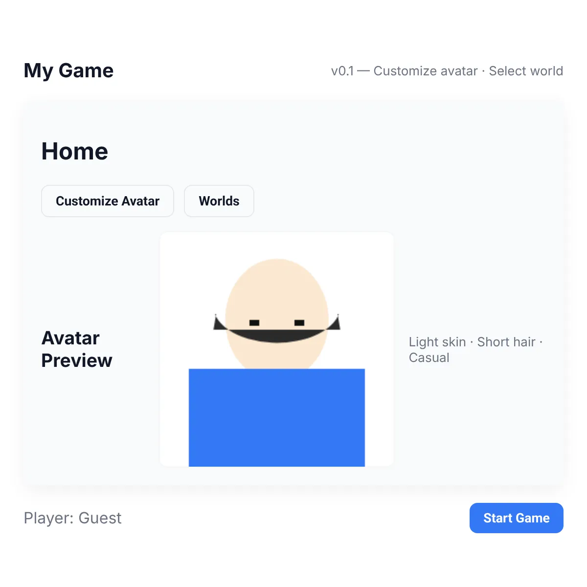 Game Home - Avatar & World Menu