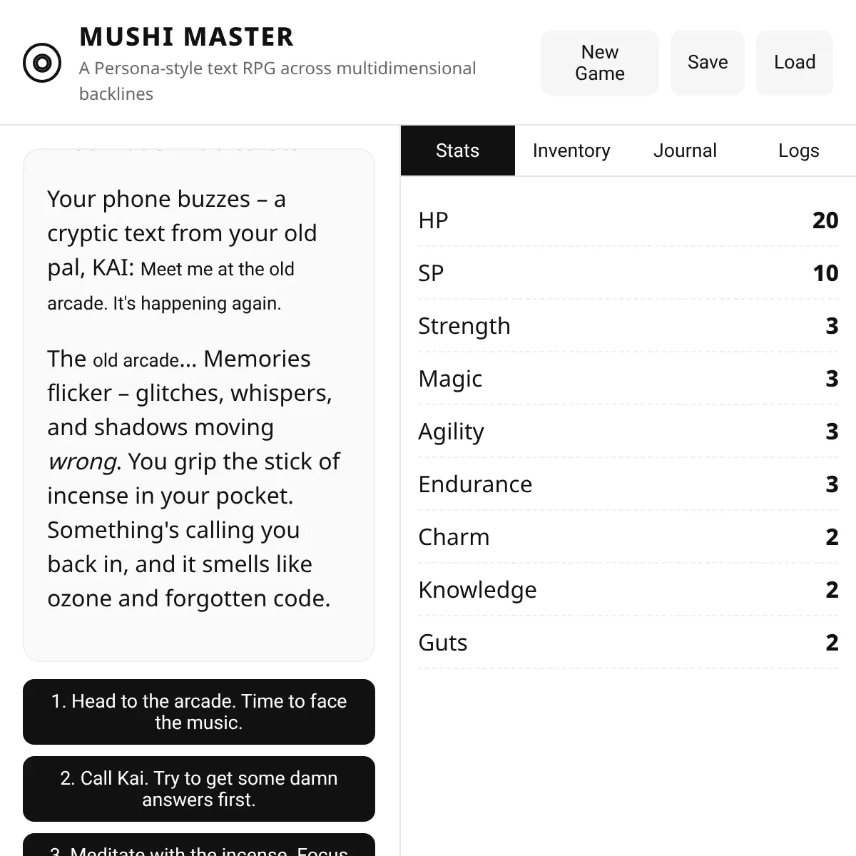 MUSHI MASTER: Persona MUD
