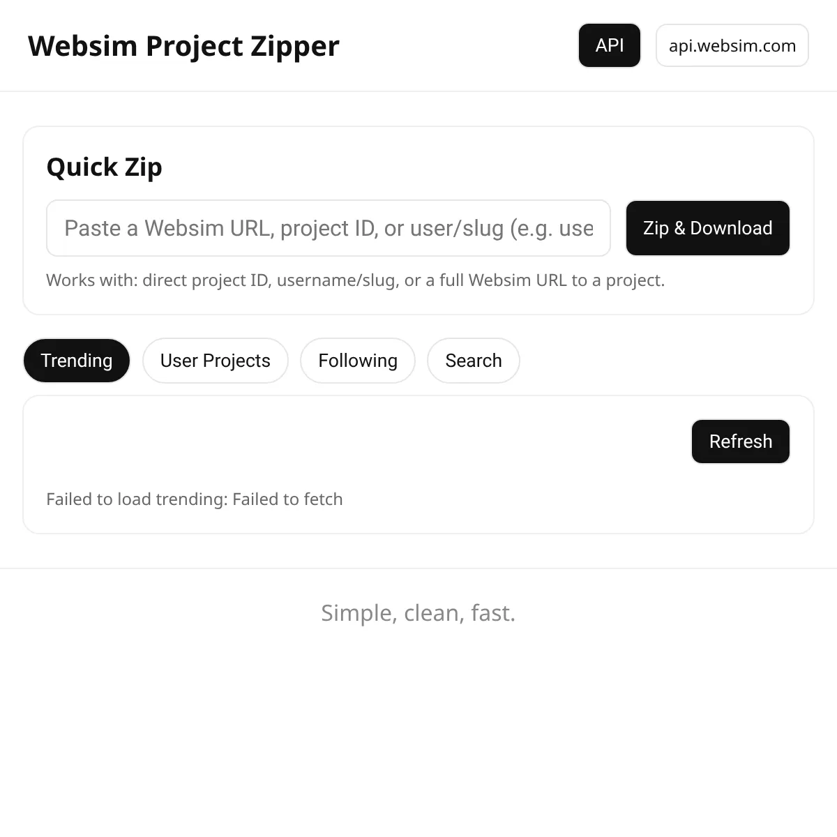 Websim Project Zipper