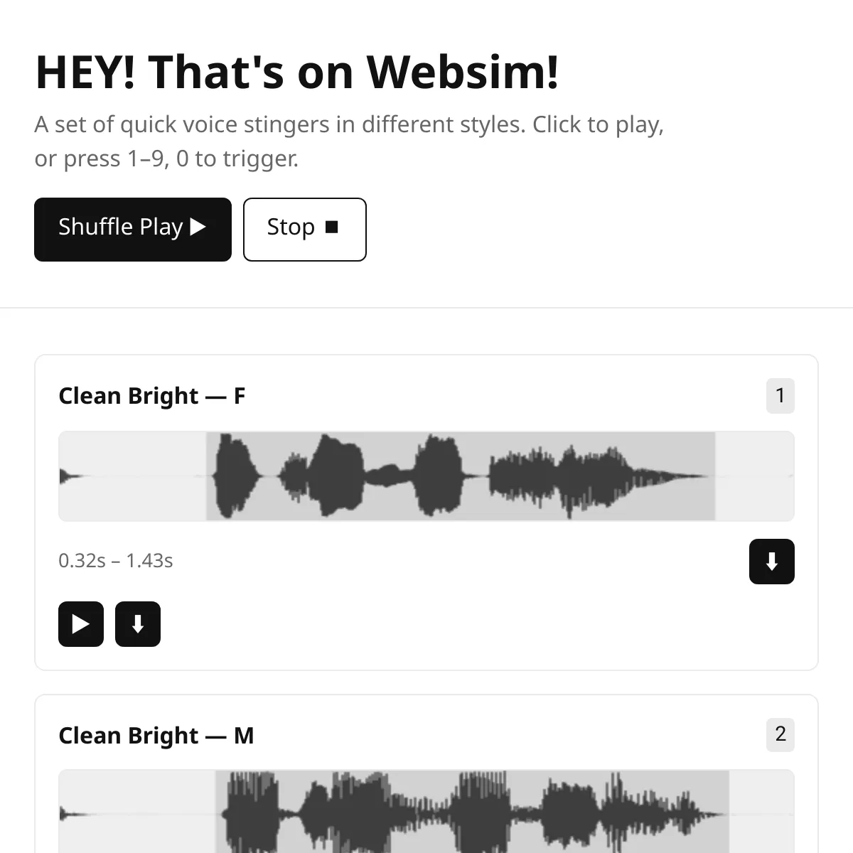 HEY! That's on Websim! — Audio Snippets