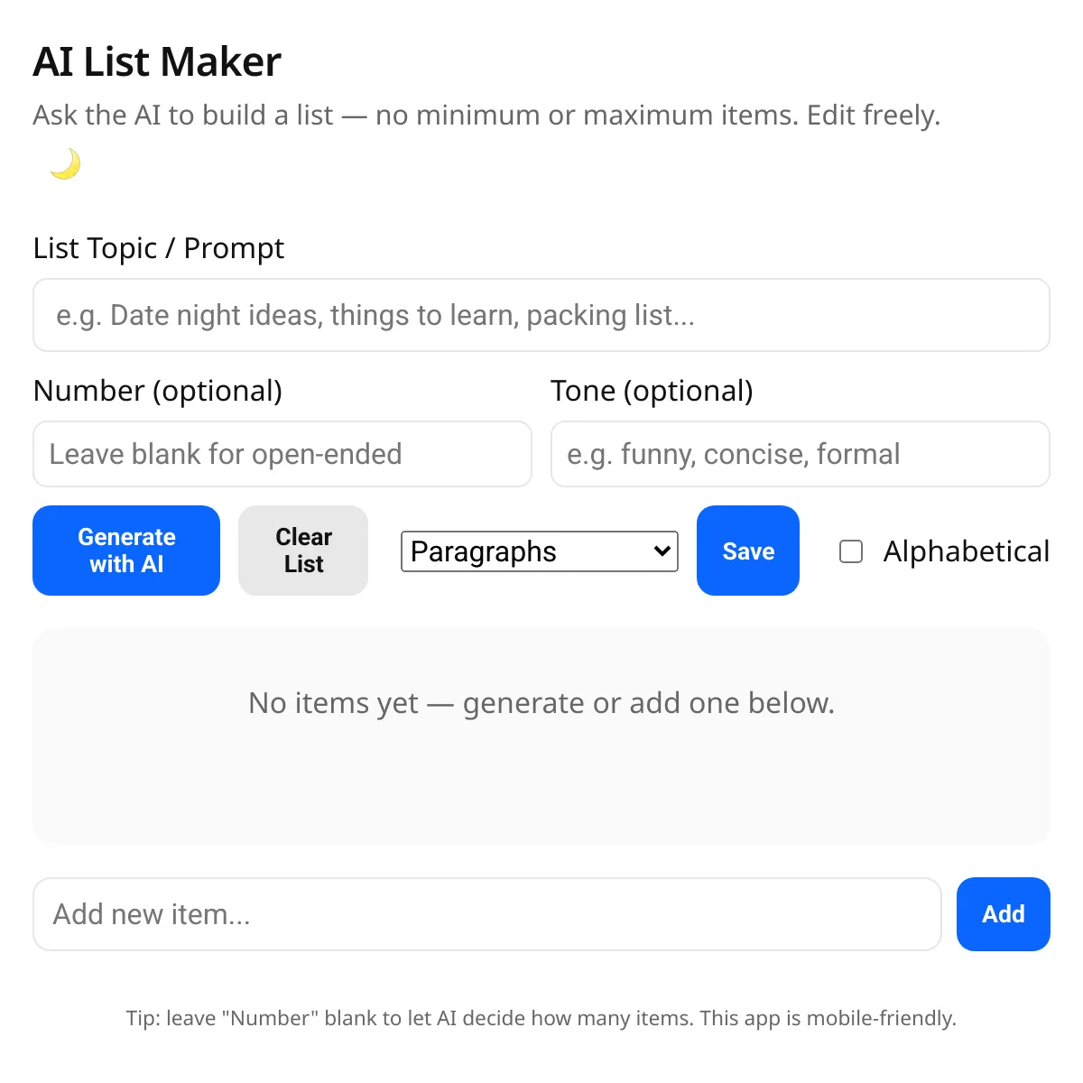 AI List Maker