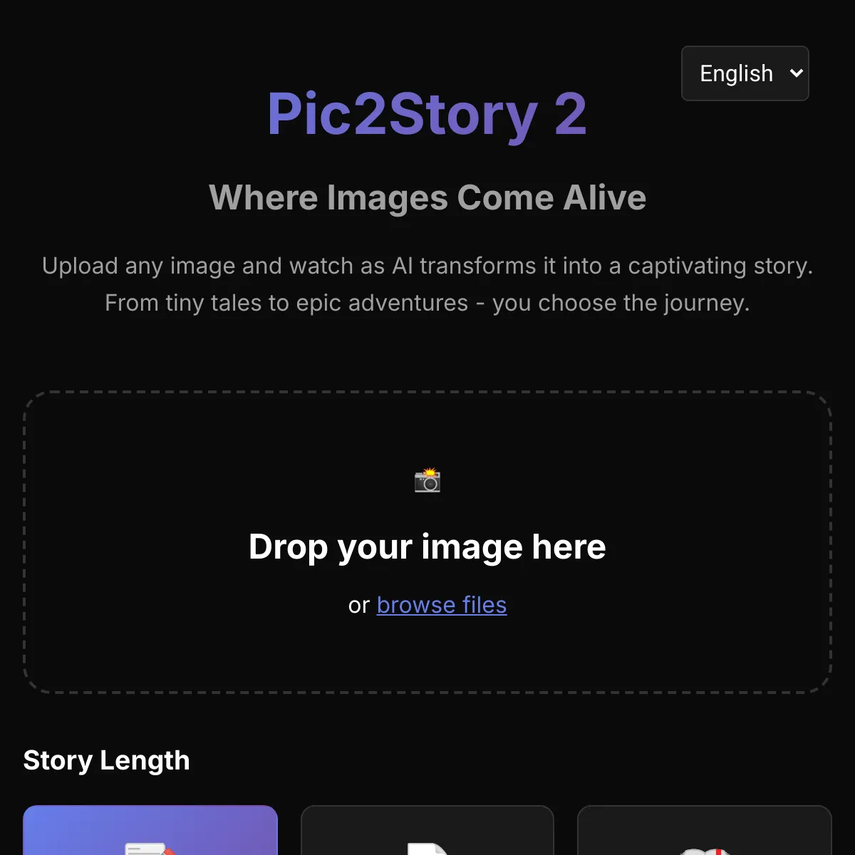 Pic2Story 2 - AI Image Story Generator