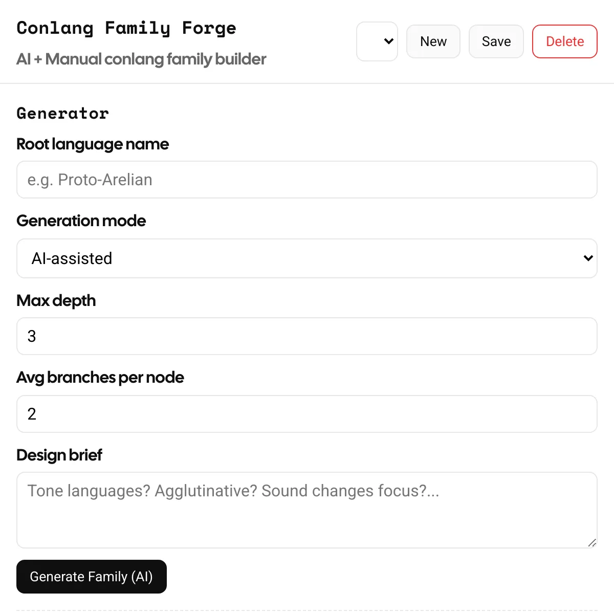 Conlang Family Forge