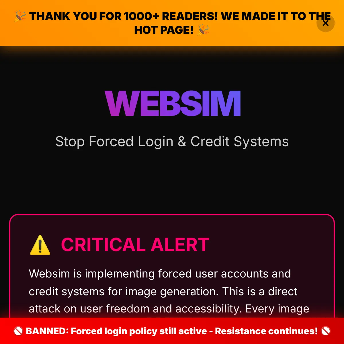 STOP Websim's Image Policy - No Forced Login!