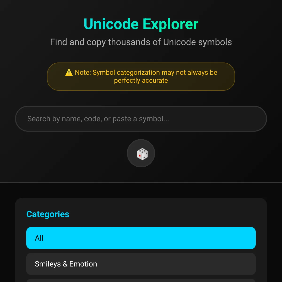 Unicode Explorer - Find & Copy Symbols