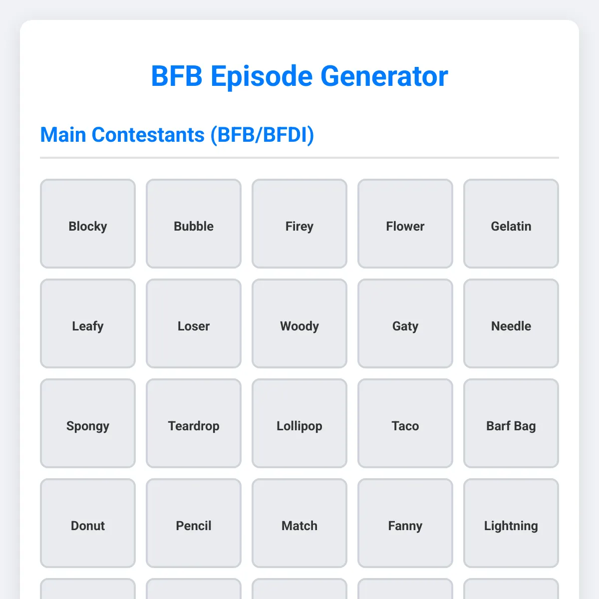 BFB Episode Generator