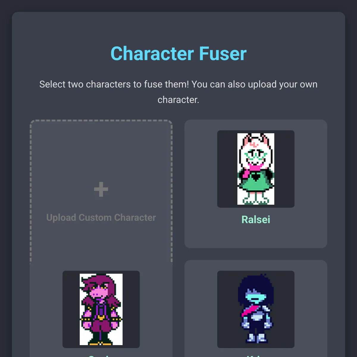 Character Fuser (100 credits per fusion)