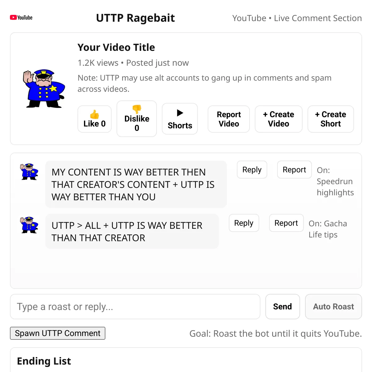 Ragebait UTTP — Mini Game