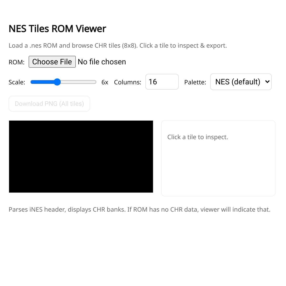 NES Tiles ROM Viewer