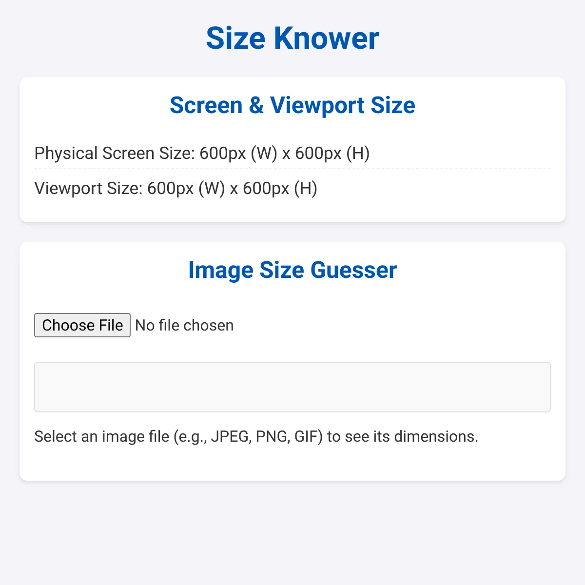 Screen & Image Size Knower