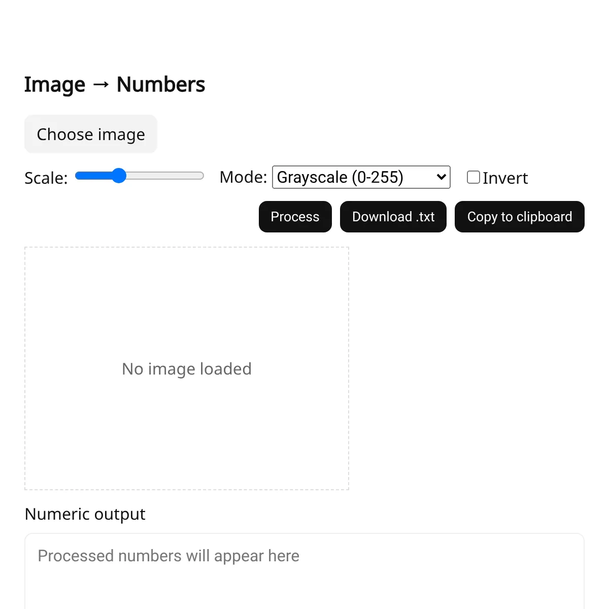 Image → Numbers Text