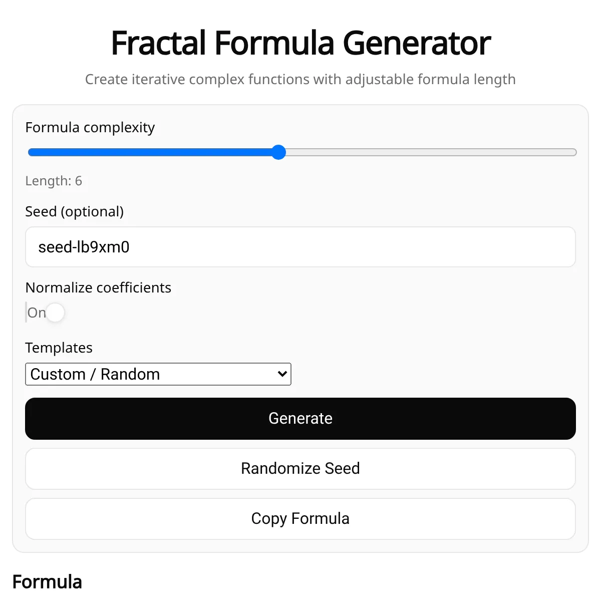 Fractal Formula Generator
