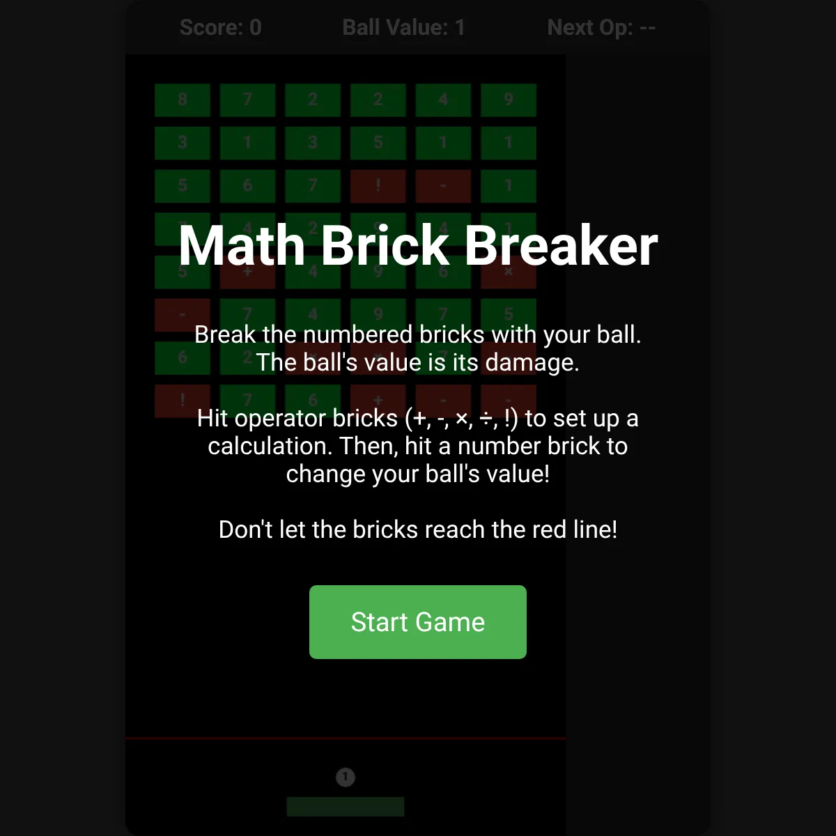 Math Brick Breaker