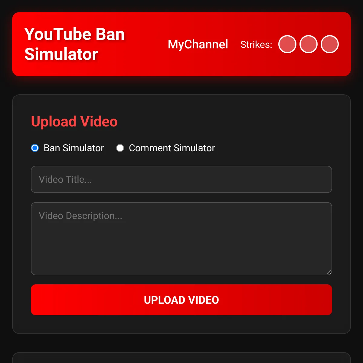 Accurate YouTube ban and COMMENT Sim!