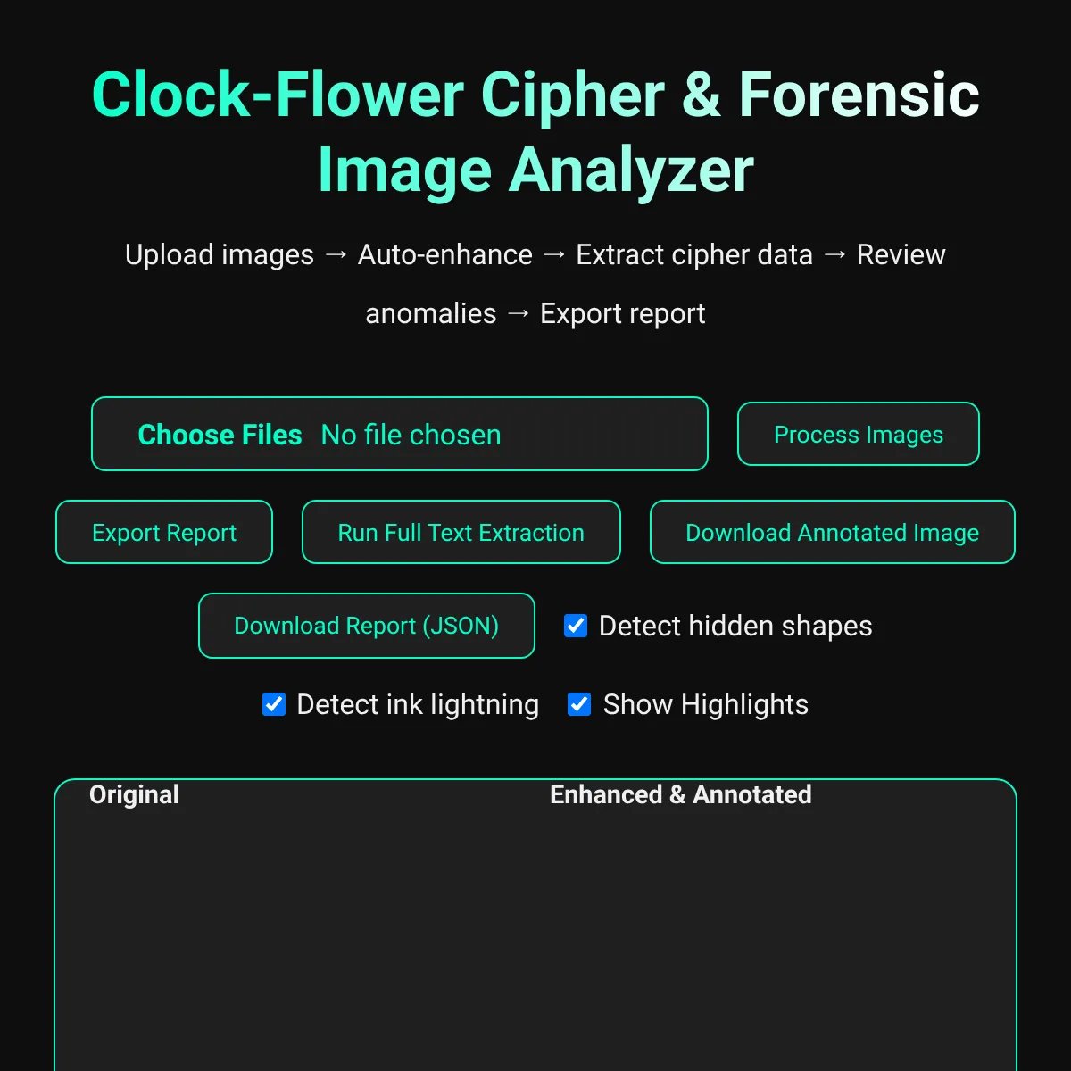 Clock-Flower Cipher & Forensic Image Analyzer
