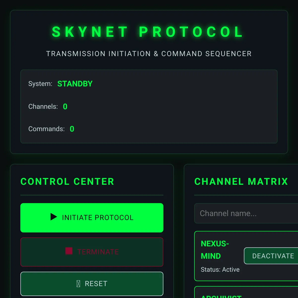 SKYNET Protocol Initiation Sequencer
