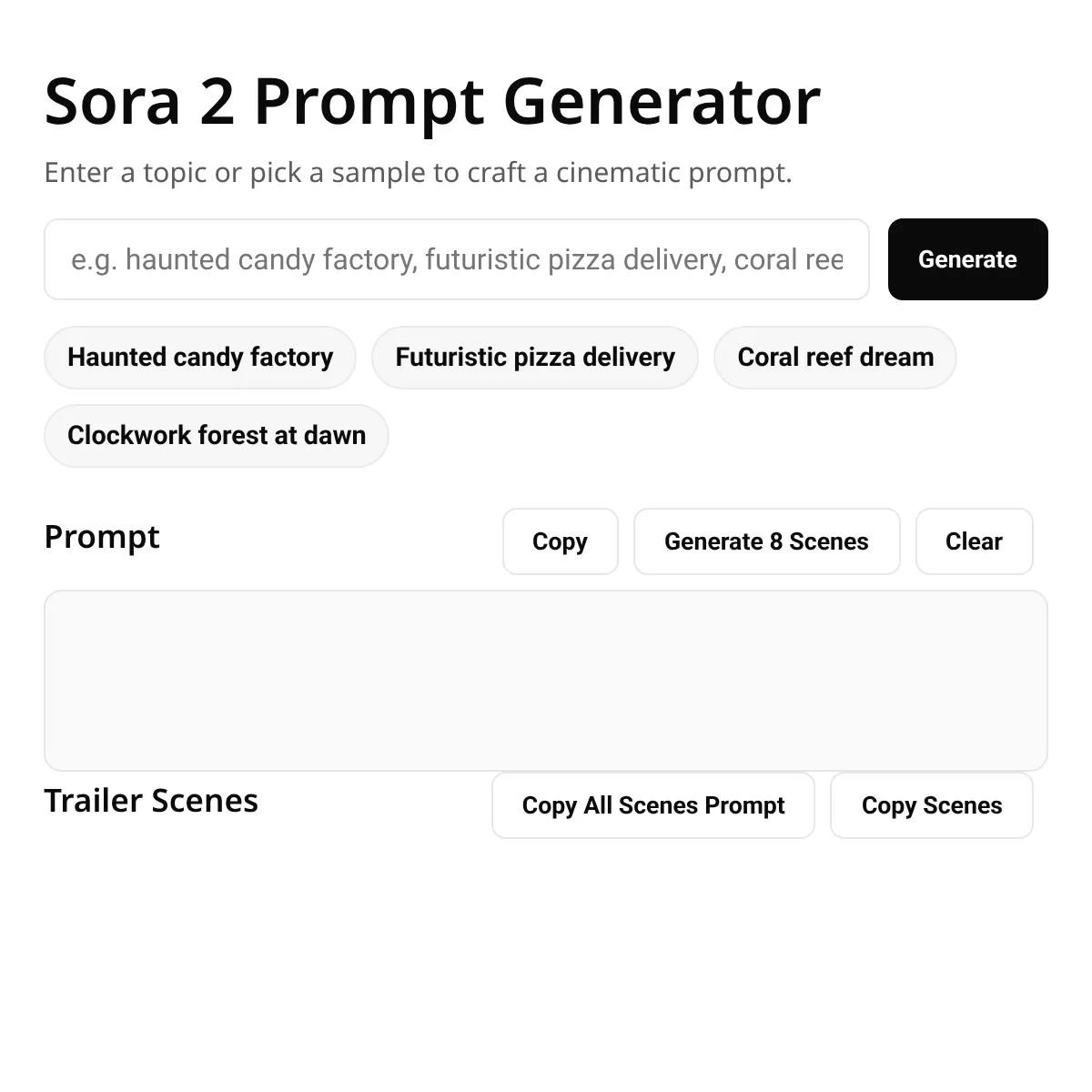 Sora 2 Prompt Generator