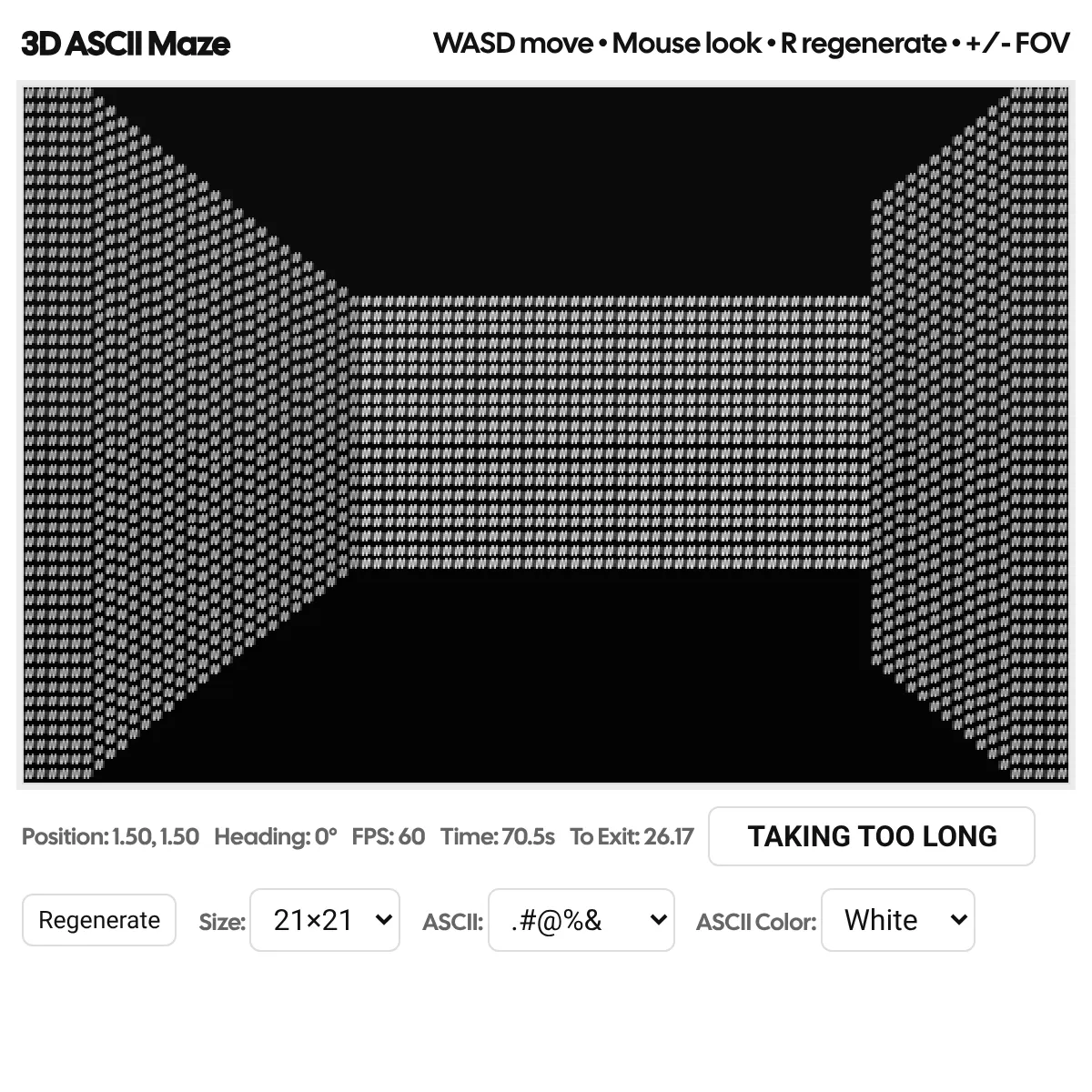 3D ASCII Maze